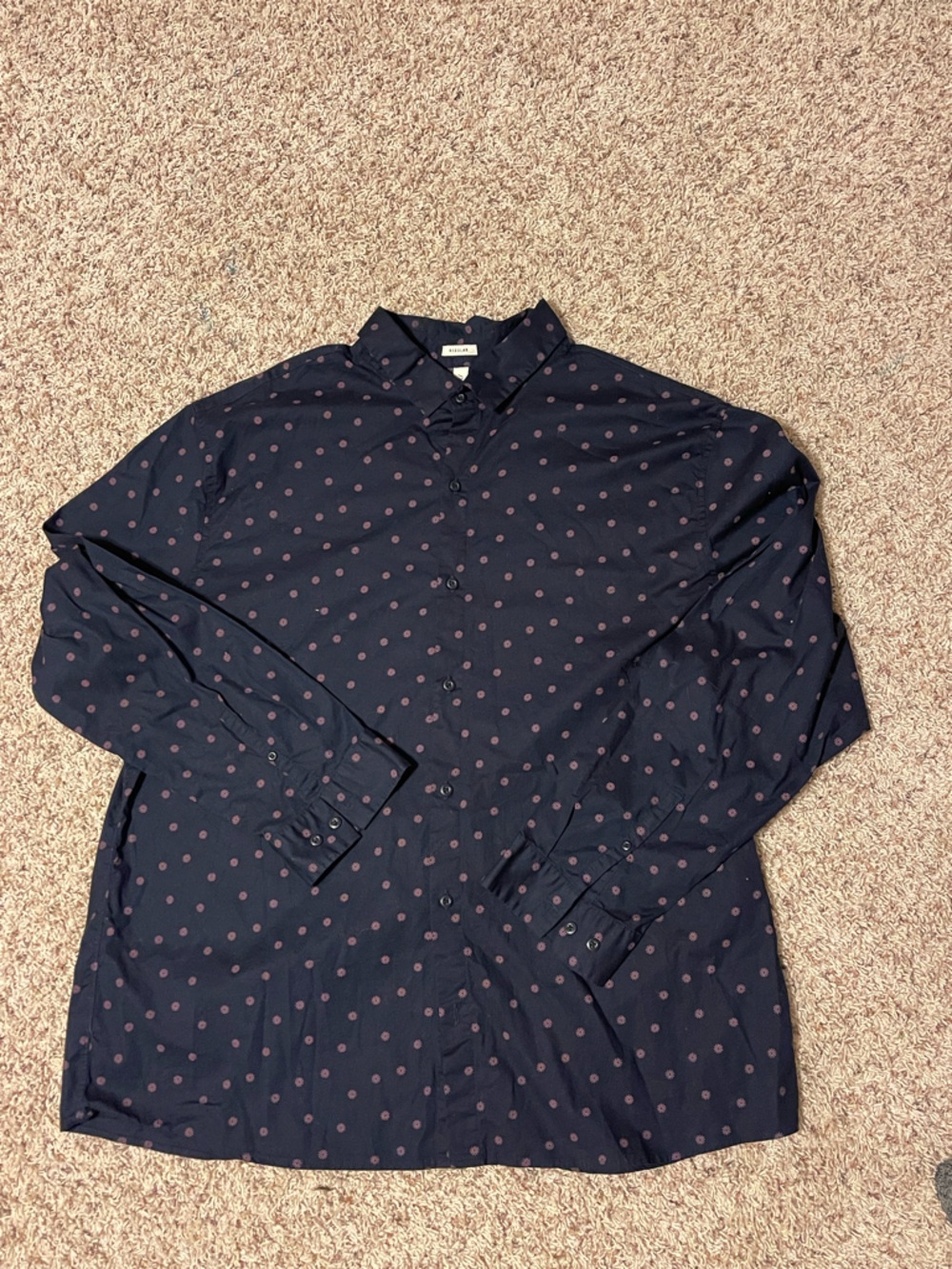 Artefact Men's Navy Button-Up Shirt with Pink Starburst pattern